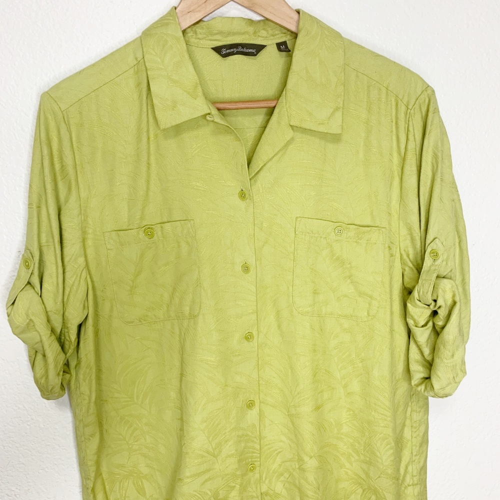 Tommy Bahama | Women's Green Palm Button Down Tee